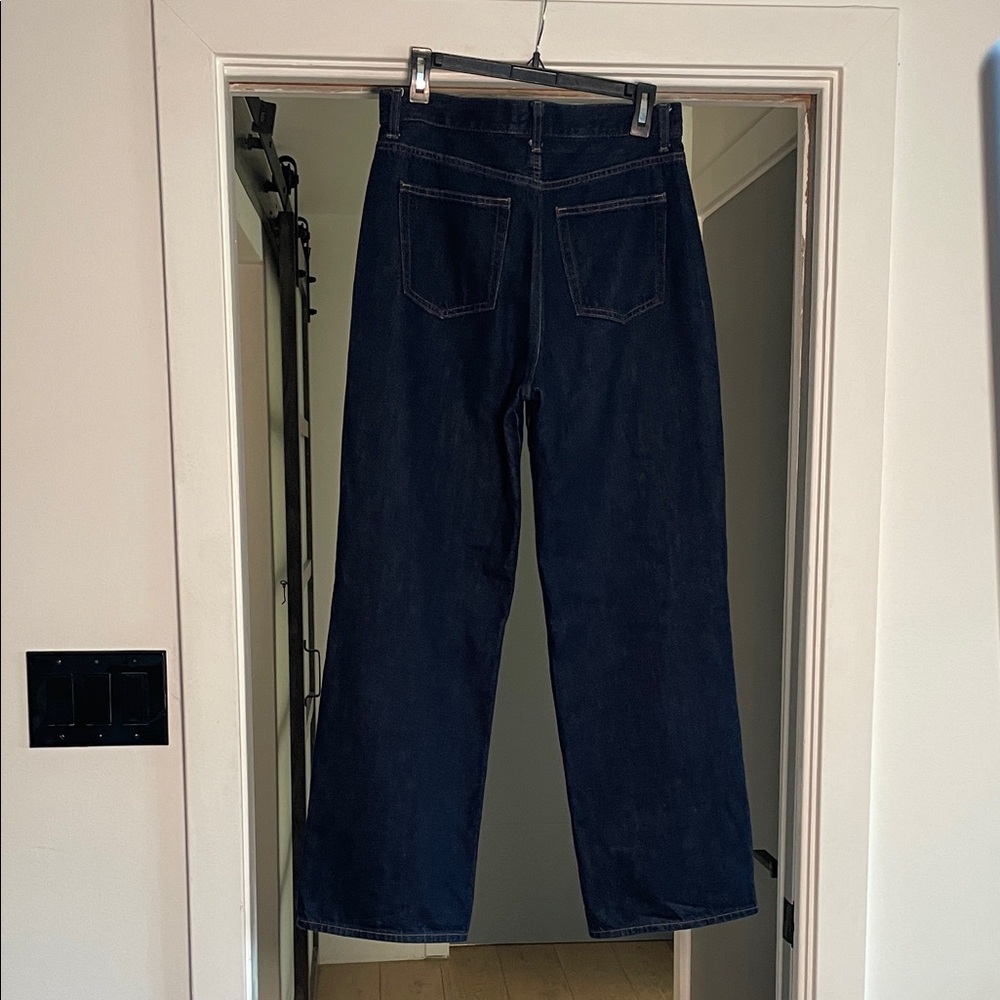 Uniqlo Women's Dark Blue Wide Straight Leg, High Waisted Baggy Jeans size 2 💖 - Picture 6 of 11